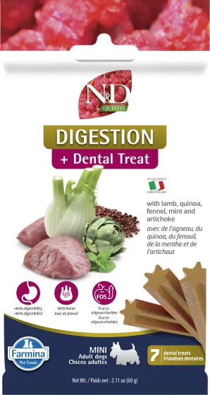 Official Farmina N D Quinoa Functional Dental Treats – Digestion Lamb Fennel Flexible