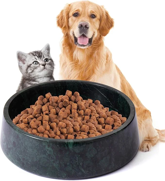 Minimalist Green Marble Dog Bowl Non-Slip Dog Food Water Bowl Large Weighted Stone Dish Natural Marble Heavy Pet Bowl Easy to Clean Gifts for Cat Lovers Cat Dog Gifts Holds 6 Cups 6 lbs About This Detailed