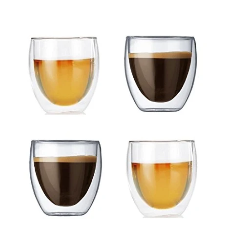 Effective 2.7 oz Double Wall Glass Espresso Cups Set of 4 4 Count User-Friendly