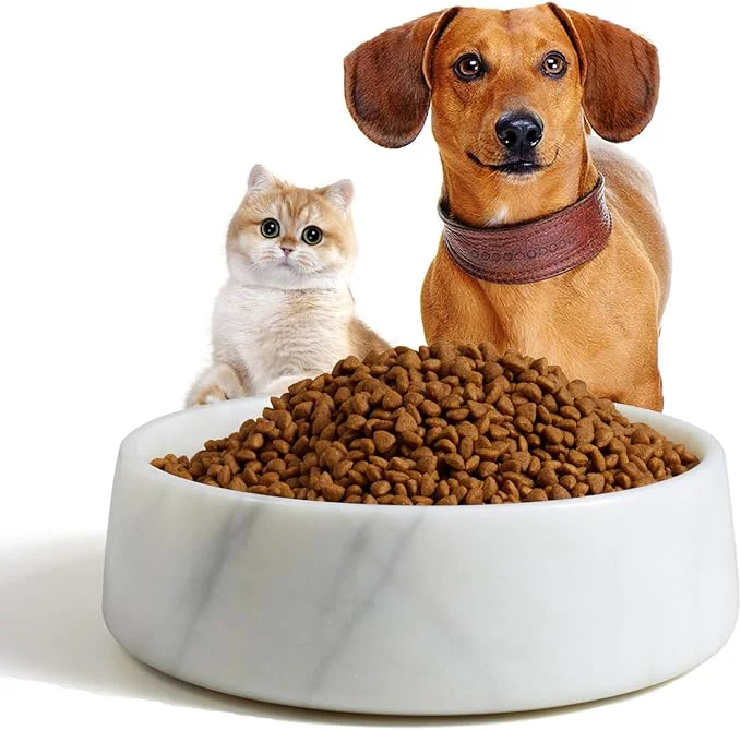 Excellent White Marble Dog Bowl Non-Slip Dog Food Water Bowl Small Weighted Stone Dish Natural Marble Heavy Pet Bowl Easy to Clean Gifts for Cat Lovers Cat Dog Gifts Holds 4 Cups 5 lbs About This Trusted