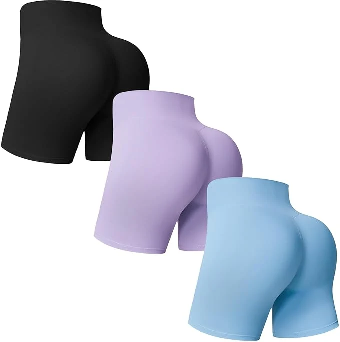 Consistent MOREFEEL 3 Pack Workout Gym Shorts Women-5 Seamless Butt Lifting Tummy Control Plus Size Seamless Booty Biker Shorts Superior