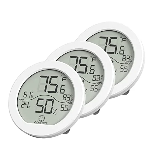Minimalist Indoor Digital Hygrometer Thermometer for Room Temperature Humidity Meter 3 Count Easy-to-Use