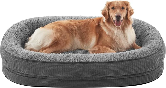 Convenient JOEJOY Orthopedic Dog Bed for Extra Large Dogs Egg-Crate Memory Foam Pet Bed with Bolster Sides Waterproof Lining Removable Washable Cover Non-Slip Bottom GreyAbout ThisOverview Prestigious