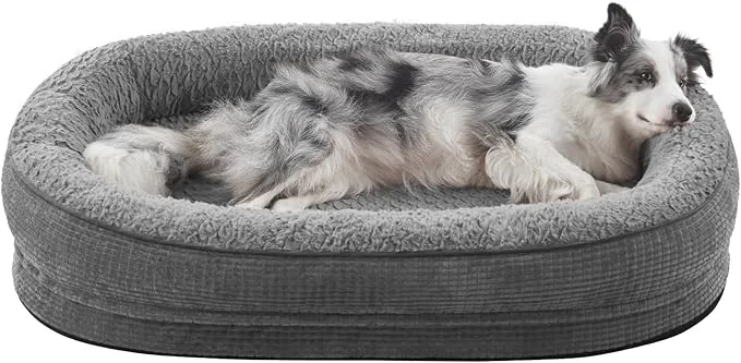 Trusted JOEJOY Orthopedic Dog Bed for Large Dogs Egg-Crate Memory Foam Pet Bed with Bolster Sides Waterproof Lining Removable Washable Cover Non-Slip Bottom GreyAbout ThisOverview Enhanced