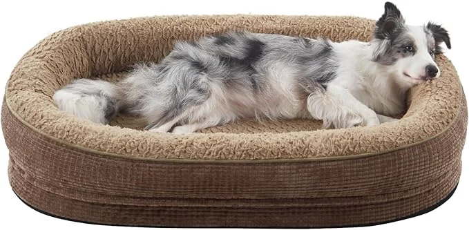 Comfortable JOEJOY Orthopedic Dog Bed for Large Dogs Egg-Crate Memory Foam Pet Bed with Bolster Sides Waterproof Lining Removable Washable Cover Non-Slip Bottom BrownAbout ThisOverview Expertly Made