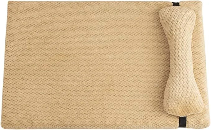 Enhanced Calming Dog Bed with Pillow Fluffy Plush Mat with Removable Cover – 4 Sizes for Large Medium Small Dogs Cats Machine Washable Yellow Medium About ThisOverview Fine Crafted