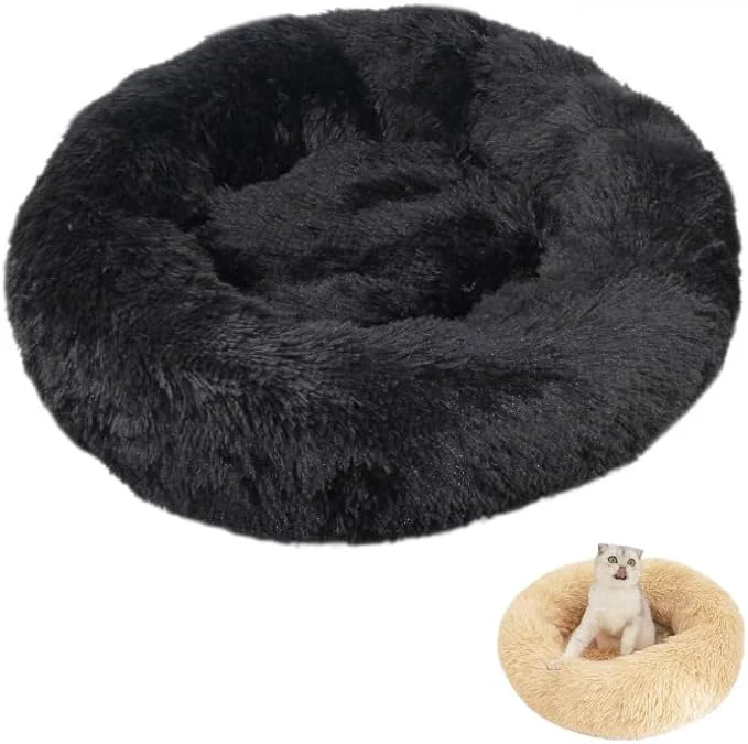 Premium Anxiety Relief Dog Bed – Mr Fluffy Friend Anti-Anxiety Calming Plush Pet Bed for Chewing Crate Training Thunderstorm Stress Black XL-80CM About ThisOverview Smart