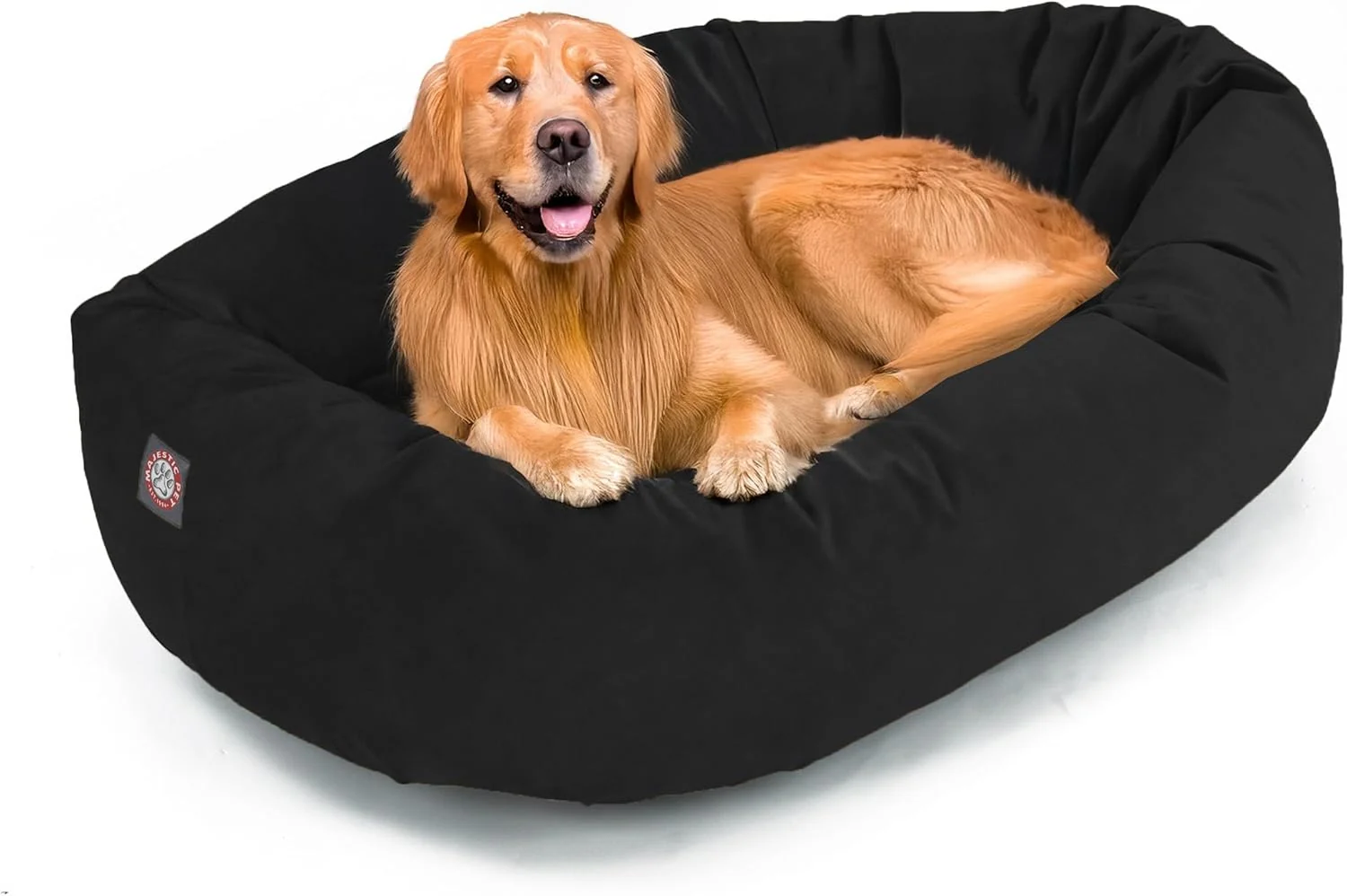 Trusted Majestic Pet 40 Inch Suede Shredded Memory Foam Mix Calming Large Dog Bed Washable 40 x 29 x 9 Inch – Cozy Soft Round Donut Dog Bed with Spine for Head Support – Pet Bed Black Carefully Designed