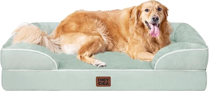 Detailed EHEYCIGA Orthopedic Dog Beds for Extra Large Dogs Waterproof Memory Foam XL Dog Bed with Sides Non-Slip Bottom and Egg-Crate Foam Big Pet Couch Bed with Washable Removable Cover Sage GreenAbout ThisOverview Organic