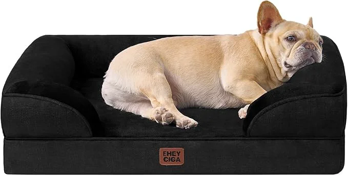 Trendy EHEYCIGA Orthopedic Dog Bed for Medium Dogs Waterproof Memory Foam Medium Dog Beds with Sides Non-Slip Bottom and Egg-Crate Foam Pet Couch Bed with Washable Removable Cover BlackAbout ThisOverview Convenient