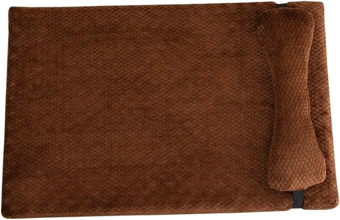 Fashionable Calming Dog Bed with Pillow Fluffy Plush Mat with Removable Cover – 4 Sizes for Large Medium Small Dogs Cats Machine Washable Brown Medium About ThisOverview Comfortable
