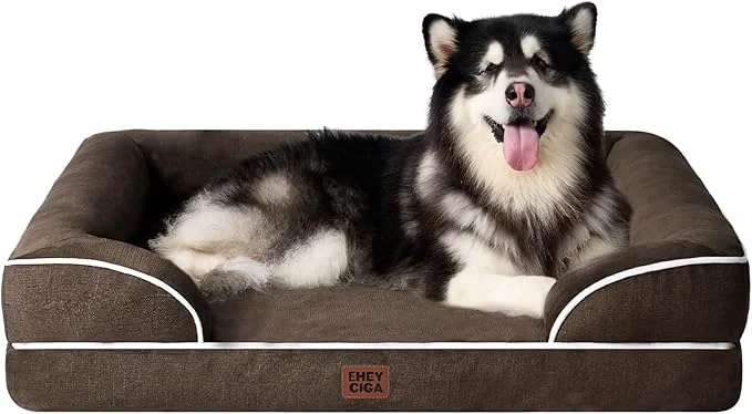 Efficient EHEYCIGA Orthopedic Dog Beds for Extra Large Dogs Waterproof Memory Foam XXL Dog Bed with Sides Non-Slip Bottom and Egg-Crate Foam Big Pet Couch Bed with Washable Removable Cover BrownAbout ThisOverview Specialty