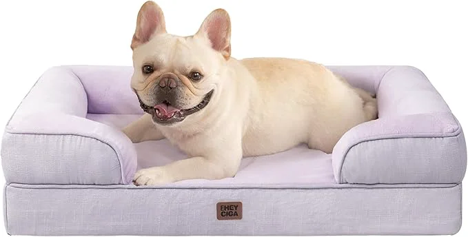 Superior EHEYCIGA Orthopedic Dog Bed for Medium Dogs Waterproof Memory Foam Medium Pet Beds with Sides Non-Slip Bottom and Egg-Crate Foam Dog Couch Bed with Washable Removable Cover LilacAbout ThisOverview Certified