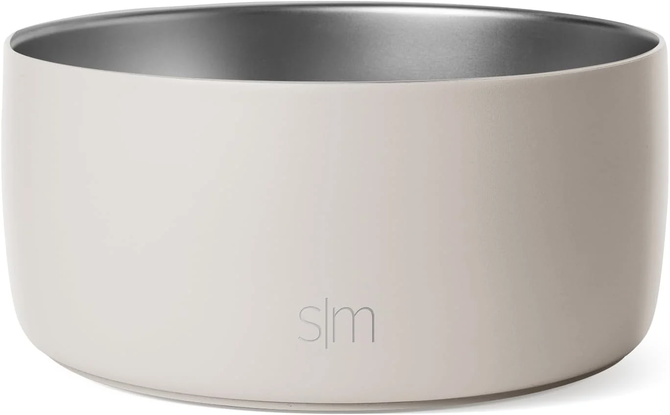Refined Simple Modern Stainless Steel Pet Water Bowl for Dogs Cats Reusable Insulated Stainless Steel Food Bowls for Dog Cat No Tip No Slip BPA Bentley Collection Large 64oz Almond Birch Sustainable
