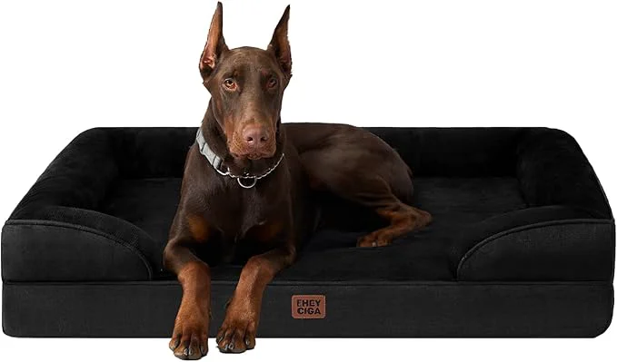 Comfortable EHEYCIGA Orthopedic XL Dog Beds Waterproof Memory Foam Dog Bed for Extra Large Dogs Non-Slip Bottom and Egg-Crate Foam Big Pet Couch Bed with Washable Removable Cover BlackAbout ThisOverview World-Class