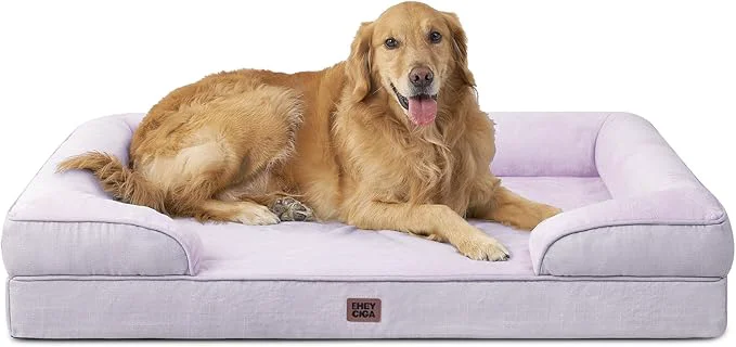 Detailed EHEYCIGA Orthopedic Dog Beds for Extra Large Dogs 44x32Inch Waterproof Memory Foam XL Pet Bed with Sides Non-Slip and Egg-Crate Foam Big Dog Couch Bed with Washable Removable Cover LilacAbout ThisOverview Professional
