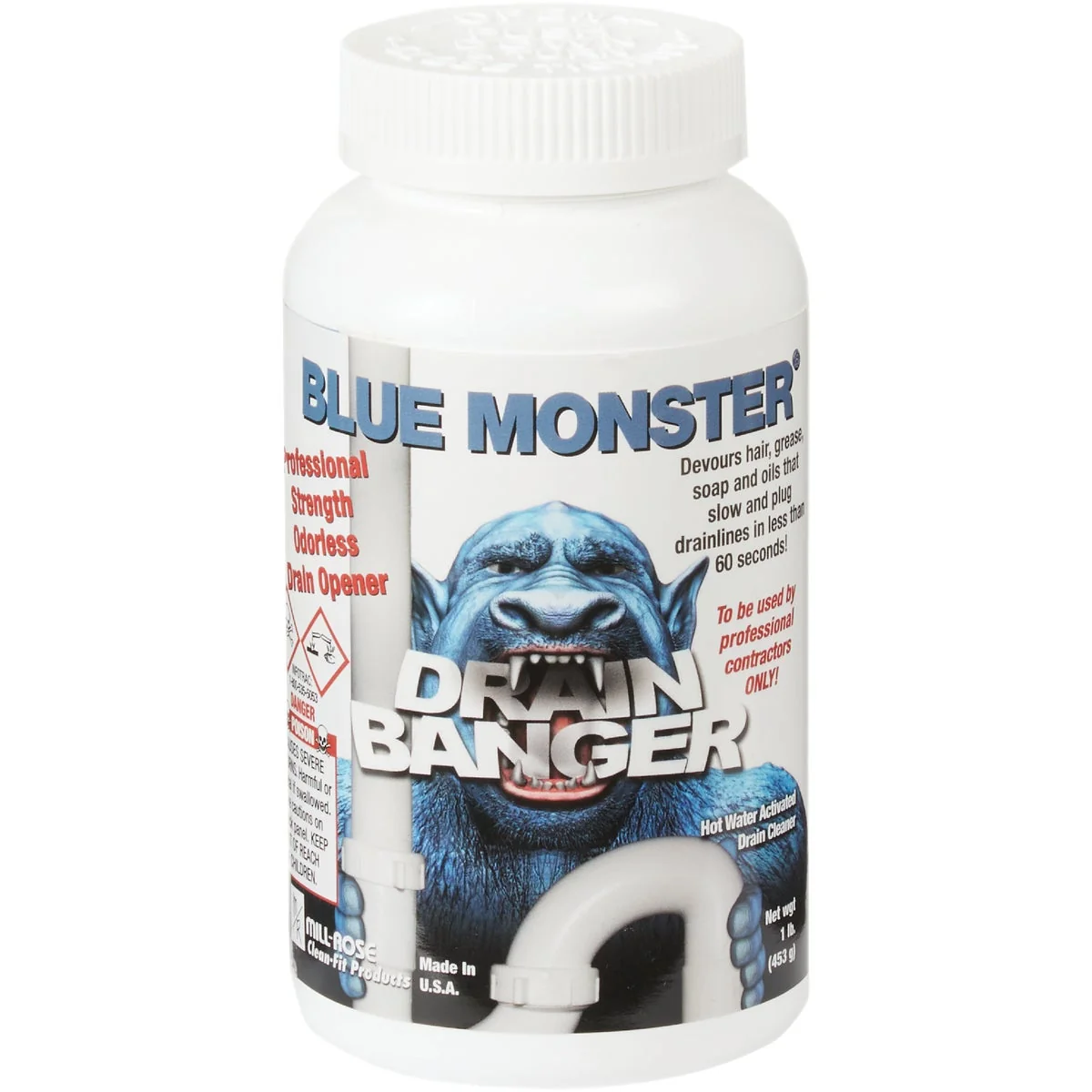 Top-Quality BLUE MONSTER Drain Banger 1 Lb. Flakes Drain Opener Cleaner Expertly Made