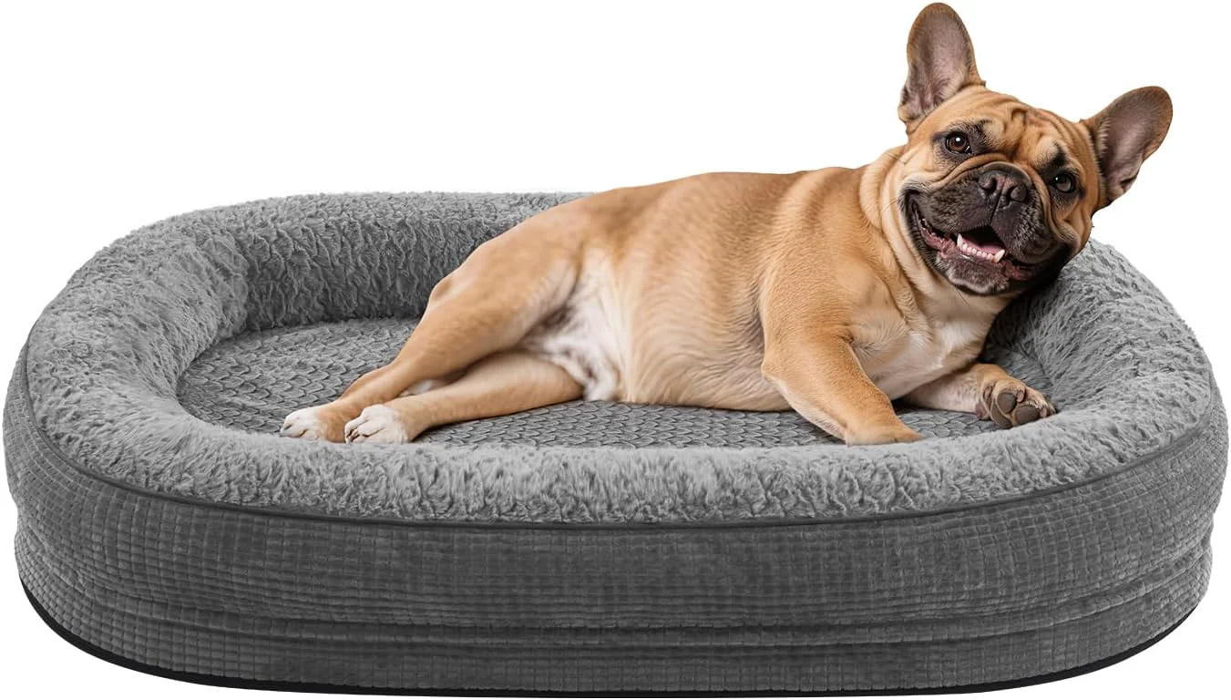 Prestigious JOEJOY Orthopedic Dog Bed for Medium Dogs Egg-Crate Memory Foam Pet Bed with Bolster Sides Waterproof Lining Removable Washable Cover Non-Slip Bottom Grey Recyclable