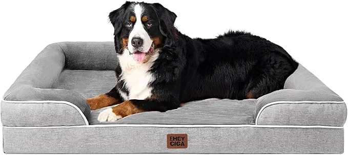 Convenient EHEYCIGA Orthopedic Dog Beds for Extra Large Dogs Waterproof Memory Foam XXL Pet Bed with Sides Non-Slip Bottom and Egg-Crate Foam Big Dog Couch Bed with Washable Removable Cover GreyAbout ThisOverview Recyclable