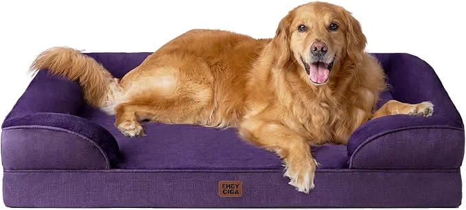 Elite EHEYCIGA Orthopedic Dog Beds for Large Dogs Waterproof Memory Foam Large Dog Bed with Sides Non-Slip Bottom and Egg-Crate Foam Pet Couch Bed with Washable Removable Cover PurpleAbout ThisOverview Lightweight