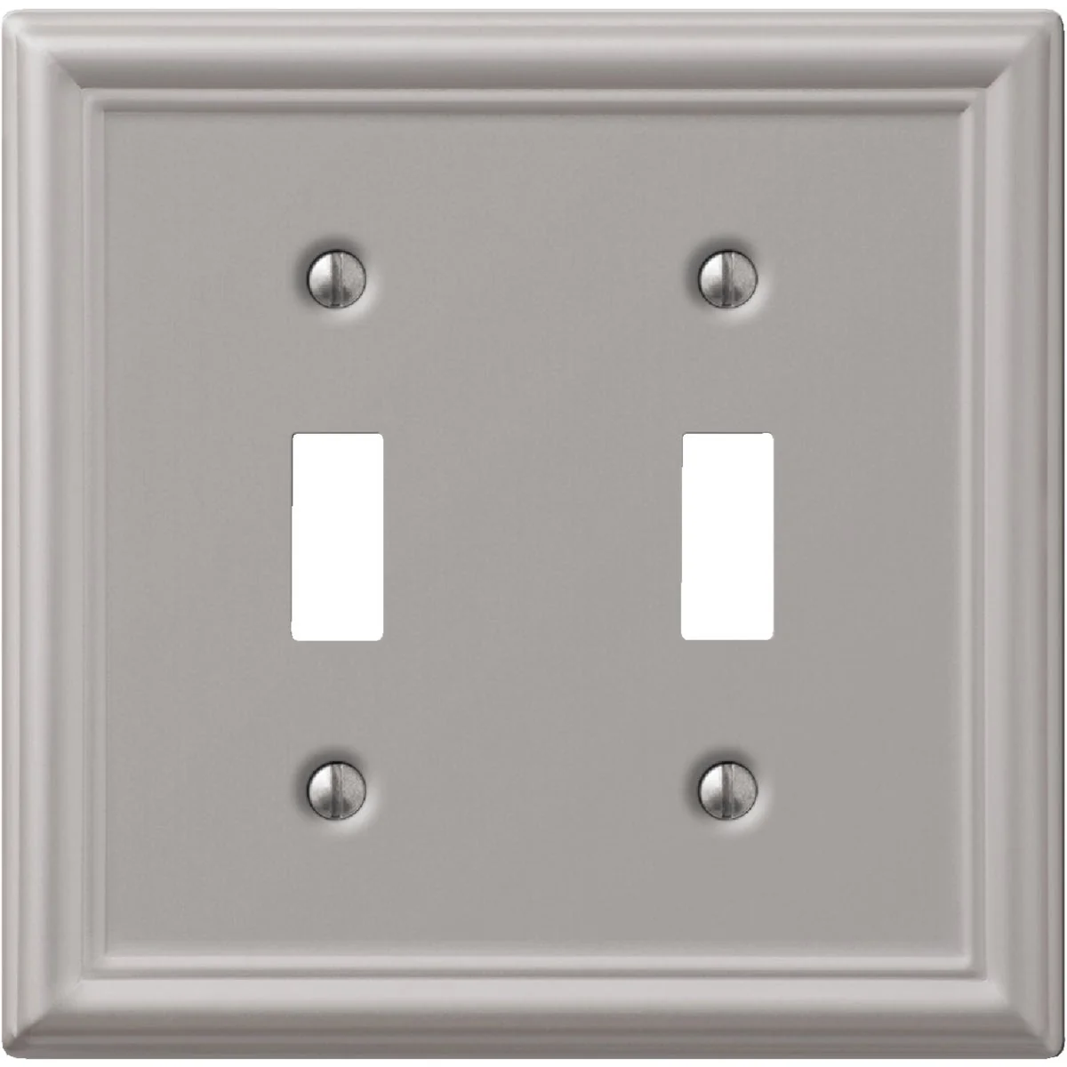 User-Friendly Amerelle Chelsea 2-Gang Stamped Steel Toggle Switch Wall Plate Brushed Nickel Optimized
