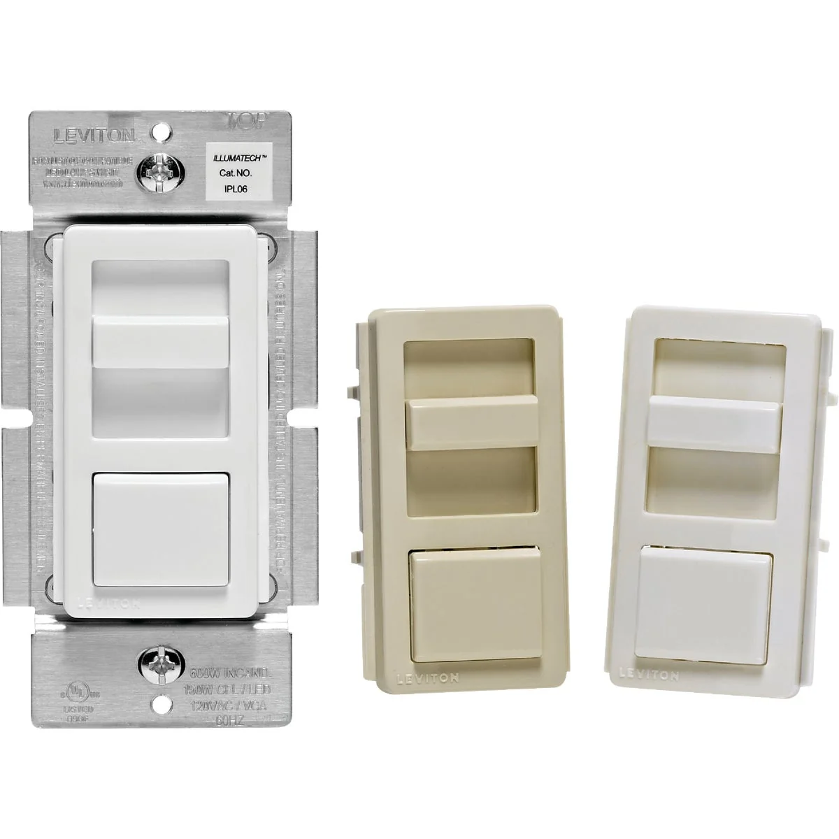 Official Leviton Decora CFL LED White Ivory Light Almond Color Change Kit Slide Dimmer Switch Convenient