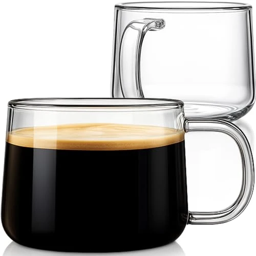Lightweight 16oz Glass Coffee Mugs Set of 2 2 Count Outstanding