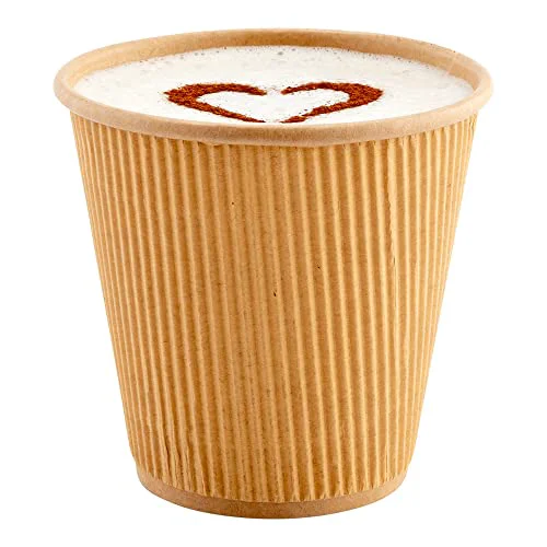 Consistent Ripple Wall Coffee Cups 500 Count 8 Ounce Insulated Kraft Paper Cups Sustainable