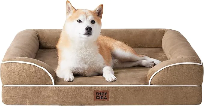 Classic EHEYCIGA Orthopedic Dog Beds for Large Dogs Waterproof Memory Foam Large Dog Bed with Sides Non-Slip Bottom and Egg-Crate Foam Pet Couch Bed with Washable Removable Cover CamelAbout ThisOverview Top-Quality