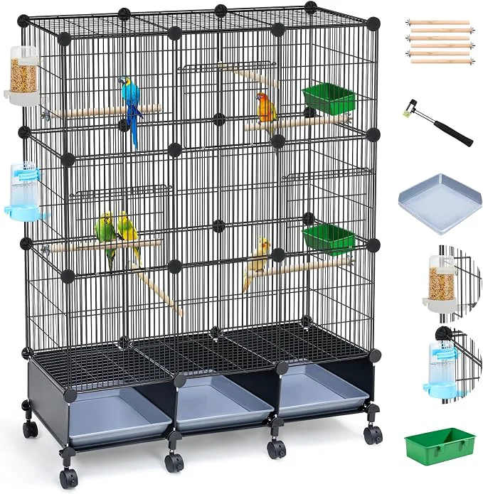Prestigious Encrypted Bird Cage with Wooden Perches Metal Parakeet Cage with Slide-Out Outstanding