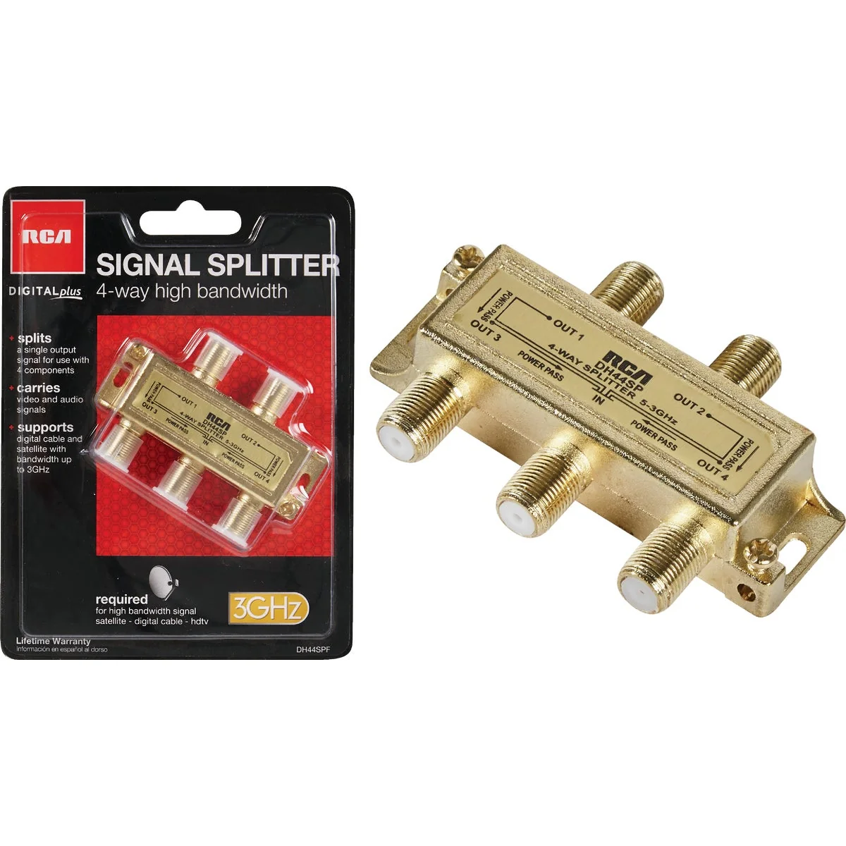 Contemporary RCA Digital Plus 4-Way Coaxial Splitter Minimalist