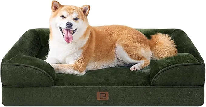 Casual EHEYCIGA Orthopedic Dog Beds for Large Dogs Waterproof Memory Foam Large Dog Bed with Sides Non-Slip Bottom and Egg-Crate Foam Pet Couch Bed with Washable Removable Cover Dark GreenAbout ThisOverview Exceptional