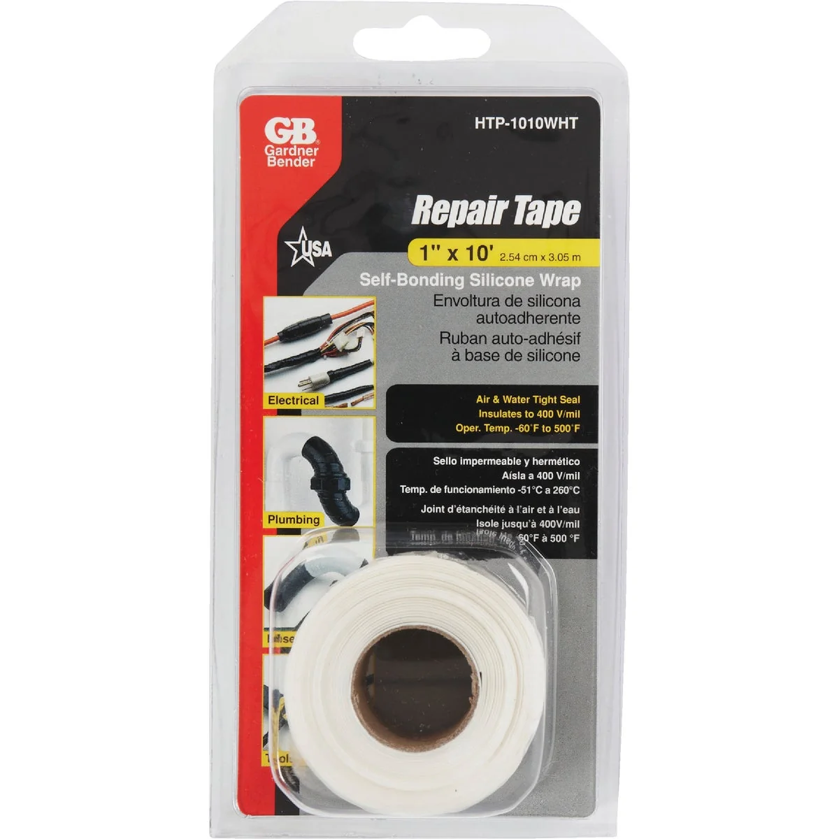 Smooth Gardner Bender White 1 In. x 10 Ft. Self-Sealing Tape Durable