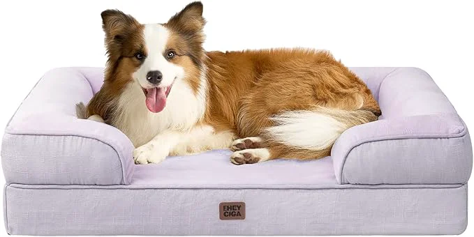 Consistent EHEYCIGA Orthopedic Dog Beds for Large Dogs Waterproof Memory Foam Large Dog Bed with Sides Non-Slip Bottom and Egg-Crate Foam Pet Couch Bed with Washable Removable Cover LilacAbout ThisOverview High-End