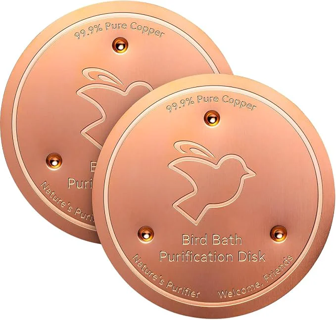 Refined Mellbree 2-Pack Bird Bath Copper Disk 0.6mm Reinforced 99.99 Pure Copper Smart