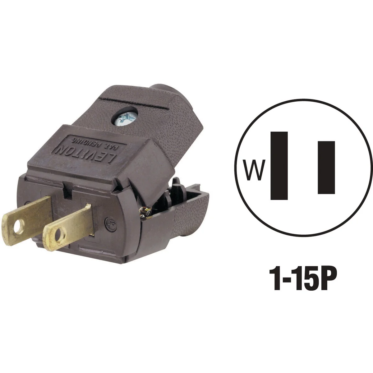 Environmentally Friendly Leviton 15A 125V 2-Wire 2-Pole Clamp Tight Cord Plug Brown Premium