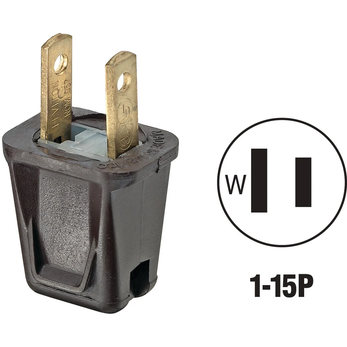 Pure Leviton 10A 125V 2-Wire 2-Pole Non-Grounding Cord Plug Brown Certified