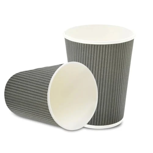 Trendy Ripple Wall Coffee Cups 500 Count 12 Ounce Insulated Gray Paper Cups Efficient
