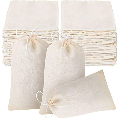 Dependable 50 Pcs Cheese Cloth Tea Bags 4 x 6 Inch for Straining Reusable Tea Filter Loose Empty Soup Spice Bags for Cooking Cold Brew Coffee Muslin Strainer Effective