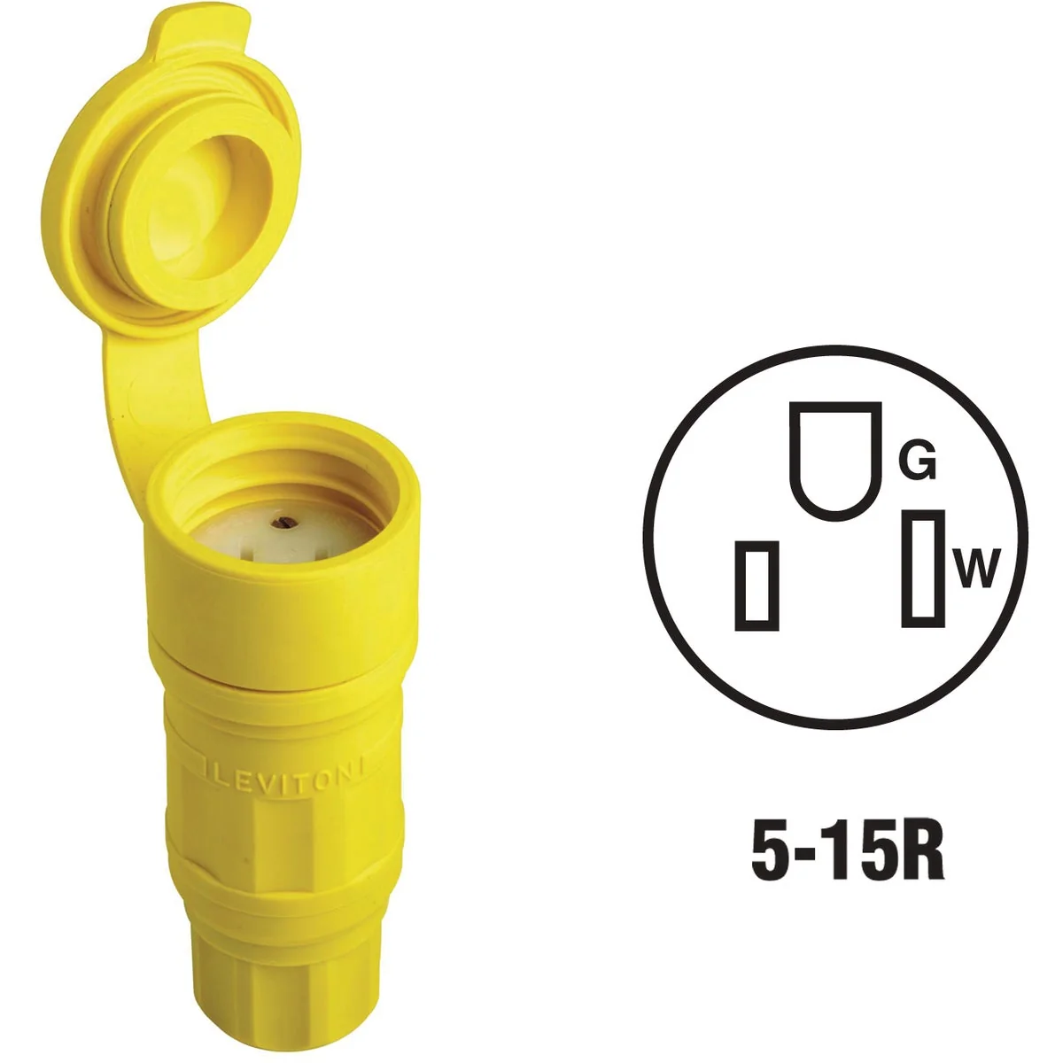 Verified Leviton 15A 125V 3-Wire 2-Pole Wetguard Cord Connector Clean