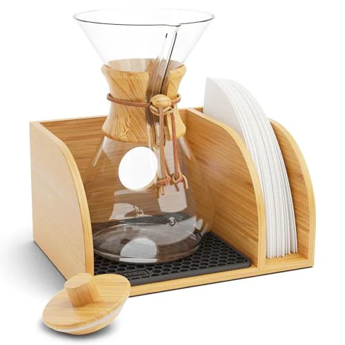 Stylish Pour Over Caddy with Lid for Chemex Bodum Cosori Coffee Makers Black Responsible