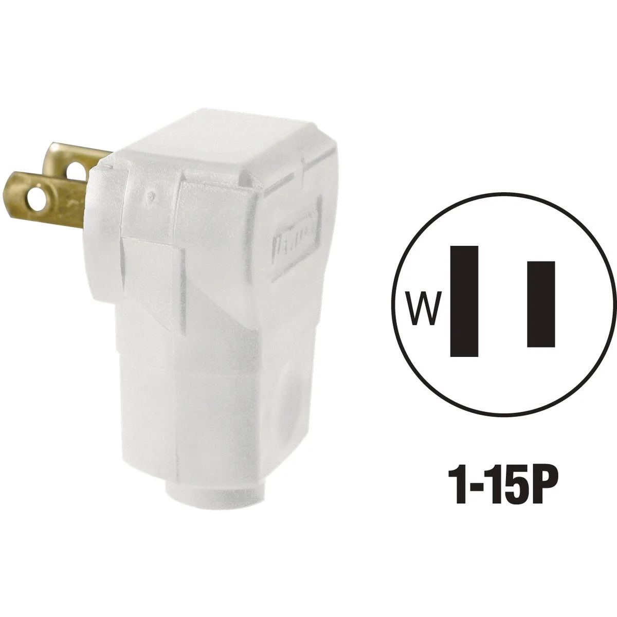 Artisan Leviton 15A 125V 2-Wire 2-Pole Angle Cord Plug White Breathable