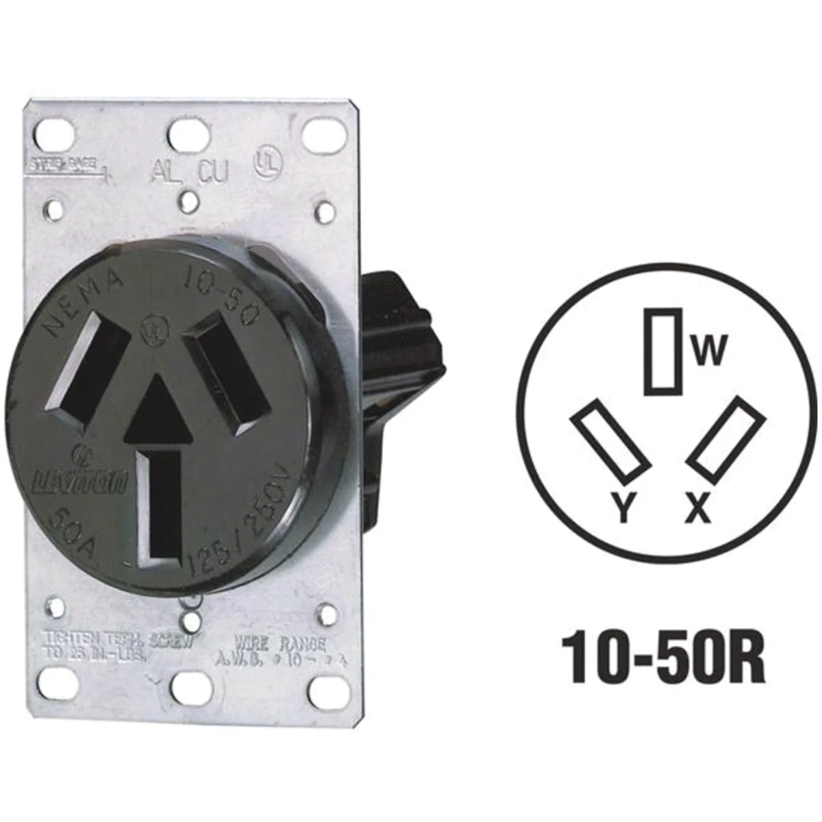 Unique Leviton 50A Flush Mount Black 10-50R Non-Grounding Range Power Outlet Effective