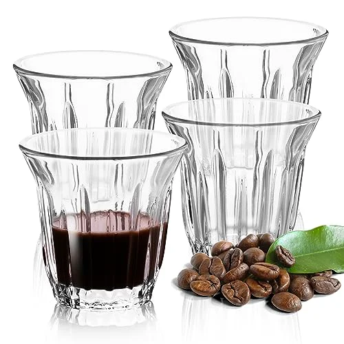 User-Friendly Espresso Cups Set of 4 Clear Glass Cups 3oz for Coffee 4 Count Professional