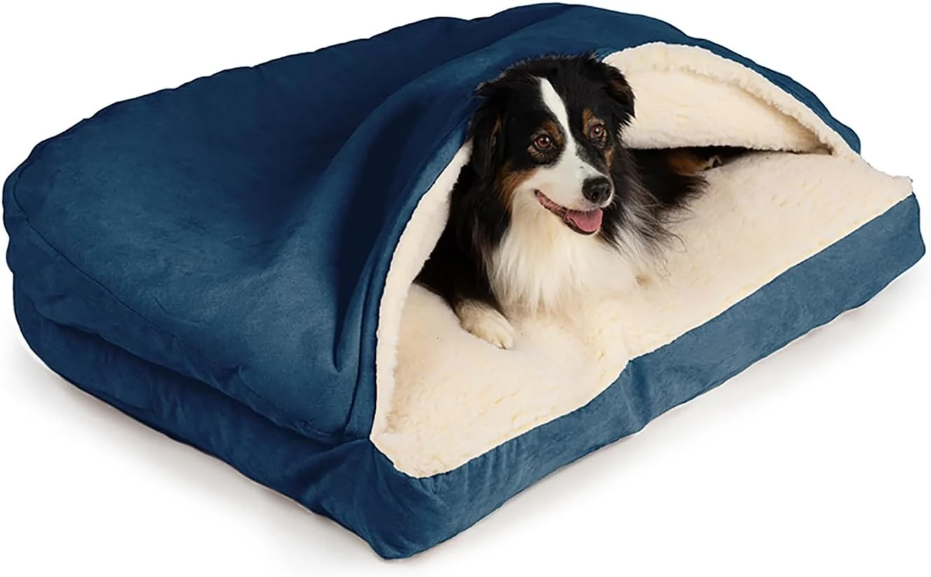 Easy-to-Use Snoozer Pet Products Luxury Rectangle Cozy Cave Dog Bed with Microsuede Small Sapphire Outstanding