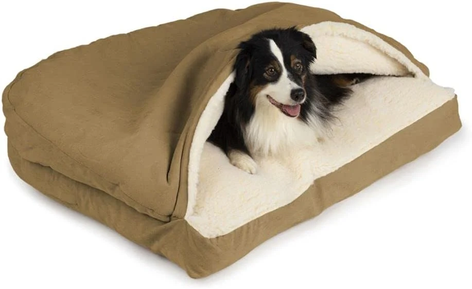 Excellent Snoozer Pet Products Luxury Rectangle Cozy Cave Dog Bed with Microsuede Medium Camel High-Performance