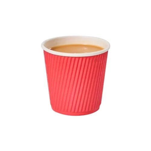 Secure Ripple Wall Coffee Cups 500 Count 4 Ounce Insulated Red Paper Cups Dependable
