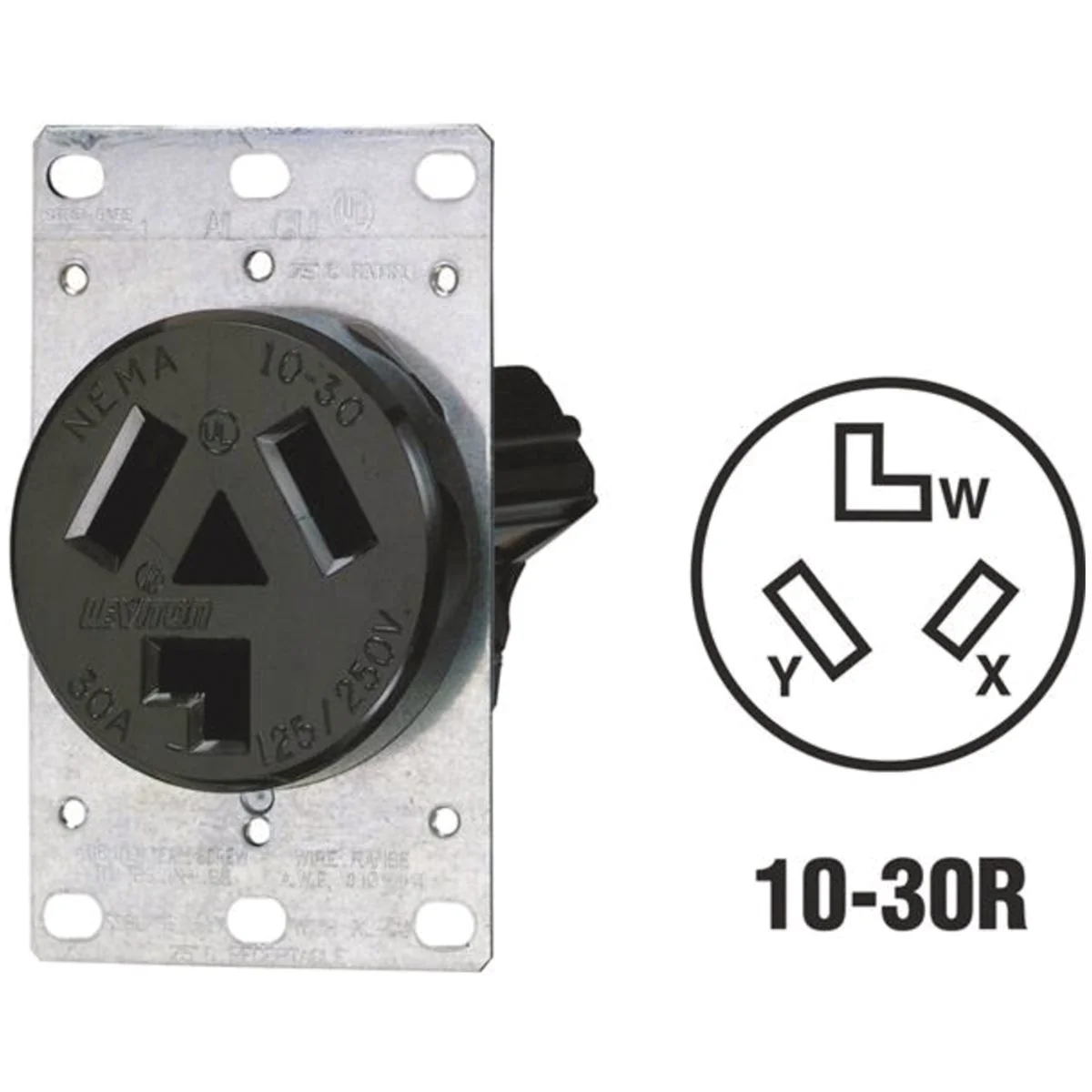 Lightweight Leviton 30A Flush Mount Black 10-30R 3-Wire Dryer Power Outlet Practical