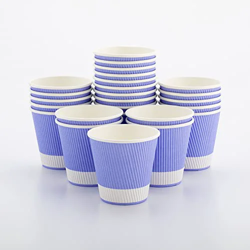 Certified Ripple Wall Coffee Cups 500 Count 8 Ounce Insulated Light Purple Paper Cups Premium Material