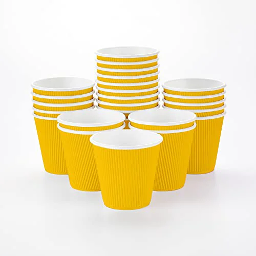 Outstanding Ripple Wall Coffee Cups 500 Count 8 Ounce Insulated Yellow Paper Cups Responsible